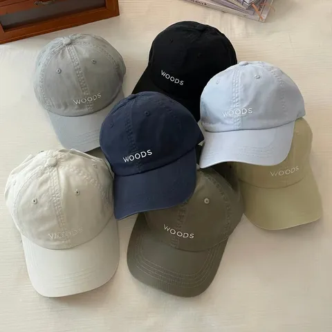 Casquette de Baseball en Coton Style Coréen Brodé Wood pour Femmes Pare-soleil Réglable Mode Vintage Décontracté Chapeau Lavé