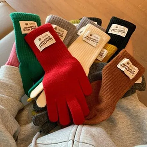 Gants d'Hiver Longs en Tricot pour Femmes Écran Tactile Chaud Motif Jacquard Style de Noël Équitation Extérieure Cyclisme Moufles Souples