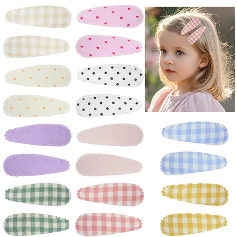 Mollette per Capelli per Bambini Carine A Quadri Pois Forcine in Tessuto Clic-Clac Accessori per Capelli per Neonate Bambine