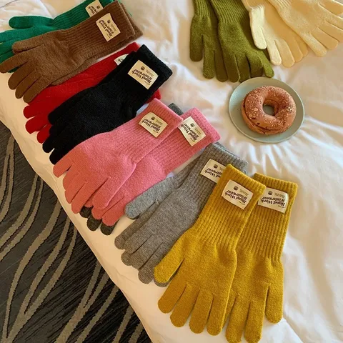Gants d'Hiver Longs en Tricot pour Femmes Écran Tactile Chaud Motif Jacquard Style de Noël Équitation Extérieure Cyclisme Moufles Souples