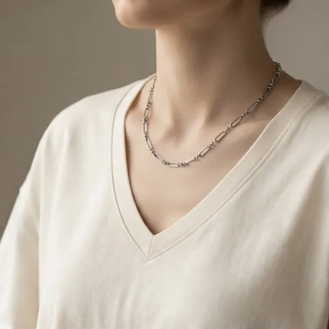 Collar de Cadena Minimalista de Acero Inoxidable de Alambre Cuadrado Plano Para Mujeres Hombres Joyería de Cadena Geométrica Plateada