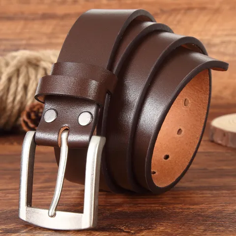 Ceinture en Cuir Véritable pour Hommes Cuir de Vachette de Première Couche Décontracté Business Simple Boucle à Ardillon Pour Jeans Pantalons