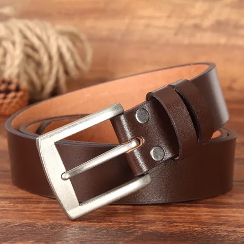 Ceinture en Cuir Véritable pour Hommes Cuir de Vachette de Première Couche Décontracté Business Simple Boucle à Ardillon Pour Jeans Pantalons