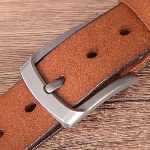Ceinture pour Hommes en Cuir de Vachette de Première Couche Vintage Tanné au Végétal Effet Usé Style Business Décontracté