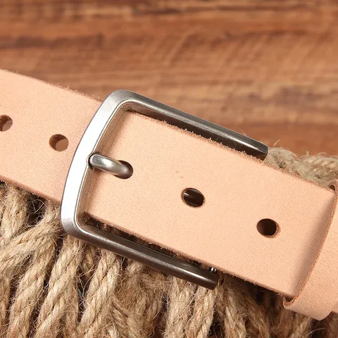 Ceinture pour Homme en Cuir Véritable Vachette de Première Couche Boucle à Ardillon Vintage Business Casual Mode Jean Pantalon