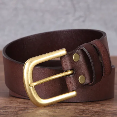 Ceinture Homme en Cuir Véritable Vintage Première Couche de Cuir de Vachette Boucle Ardillon en Alliage Pour Jeans Cadeau Père Mode