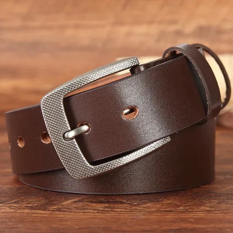 Ceinture en Cuir de Vachette Pleine Fleur pour Hommes Boucle à Ardillon Vintage Décontracté Mode Jeans Ceinture Tenues Formelles Accessoire