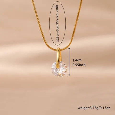 Collana Minimalista in Acciaio Inossidabile Oro Zirconia Regolabile a Serpente per Donna Moda Personalizzata Pendente Tondo Geometrico Gioielli