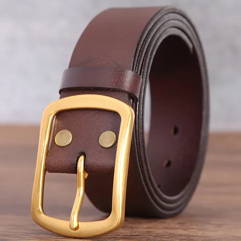 Ceinture en Cuir de Vachette de Première Couche pour Hommes Décontractée avec Boucle en Alliage Accessoires de Jean