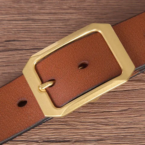 Ceinture en Cuir de Vachette de Première Couche Rétro pour Hommes Vintage Boucle à Ardillon en Alliage pour Jeans Décontractés Accessoire de Mode