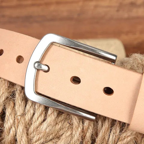 Ceinture Homme en Cuir Véritable de Vachette Première Couche Rétro Mode Décontractée Boucle à Ardillon Ceinture Polyvalente pour Jeans Homme