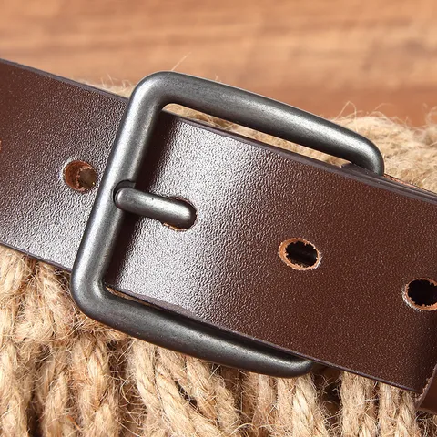 Ceinture pour Hommes en Cuir de Vachette à Grain Supérieur Vintage Business Décontracté Boucle à Ardillon Ceinture Simple Polyvalente