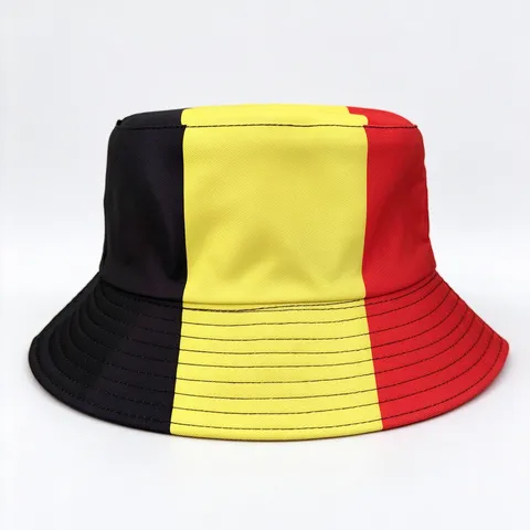 Belgium Flag Color Blocked Bucket Hat Men Women Reversible Outdoor Sun Protection Fishermans Hat World Cup Fan Accessory