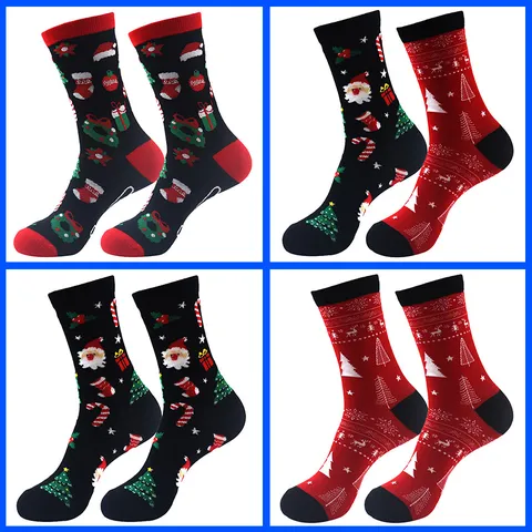 Kerst Jacquard Lange Sokken Katoen Unisex Koppel Casual Sokken Winter Warme Thermische Lange Kousen