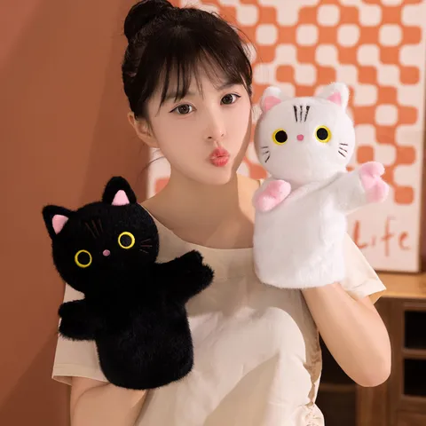 Cartoon Dier Pluche Handpoppen Polyester Panda Hert Aap Kat Paard Lam Zacht Gevuld Poppenspeelgoed Voor Kinderen Interactief Spel