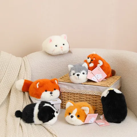 Schattig Pluche Vos Shiba Inu Kussen Zacht Dier Knuffel Pinguïn Husky Wasbeer Pop Kinderen Kalmerende Slaap Knuffel Kussen Cadeau
