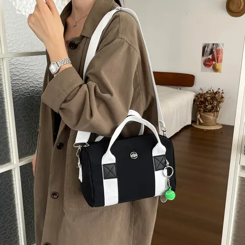 Borsa a Tracolla in Tessuto Stile Coreano Alla Moda per Donna Borsa a Mano in Tinta Unita Casual Leggera Messenger Giornaliera Con Cerniera
