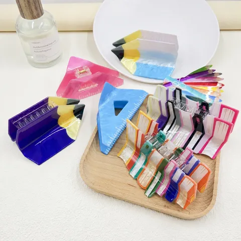 Kreative Haarklammer Schreibwaren Acryl Bleistift Geodreieck Buch Haarschmuck Für Damen Mädchen Tägliches Styling