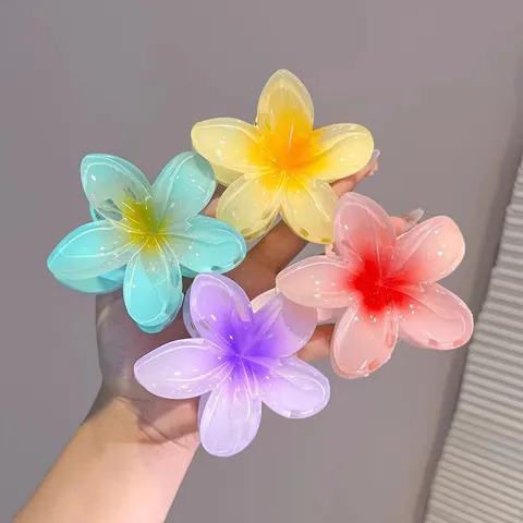 Frangipani Hair Claw Plastic Flower Hair Clip Beach Vacation Hair Accessories For Women