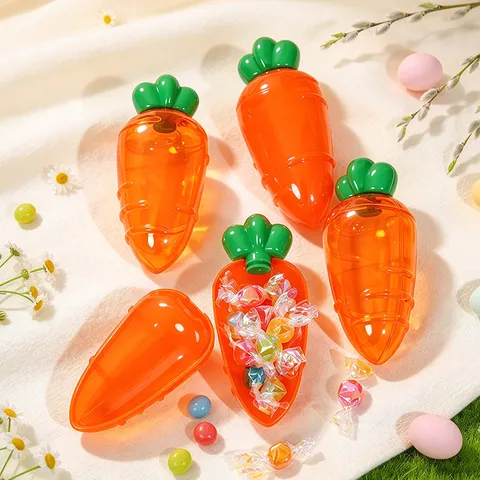 Creative Carrot Shape Plastic Candy Box Easter Party Favors Gift Packaging For Kids Holiday Decoration Orange Container