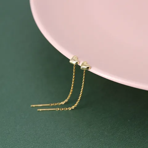 Pendientes de Hilo y Tuerca de Corazón de Acier Inoxidable Minimalista Bañado en Oro y Plata Joyería de Moda para Mujeres