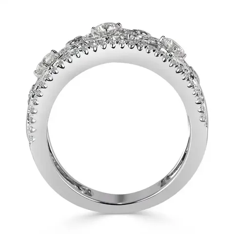 Luxury Silver Color Hollow Lace Clover Wide Band Ring For Women Shining Rhinestone Inlaid Geometric Finger Ring Jewelry Gift