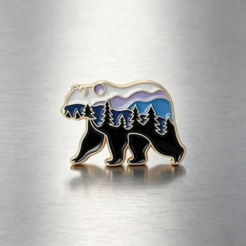 Cute Polar Bear Landscape Alloy Enamel Brooch Pin Creative Badge Lapel Pin Jewelry Gift