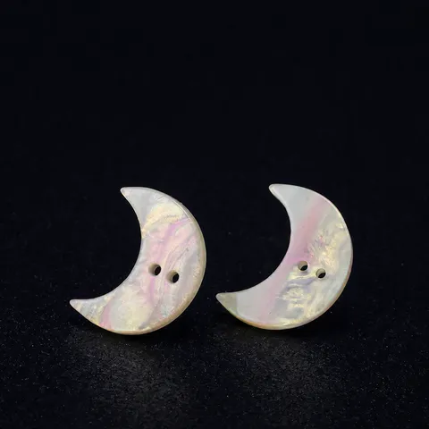 Moon Pearlescent Resin Buttons Crescent Shape Decorative Buttons For Shirt Cardigan Sweater Coat Children Clothing DIY Sewing