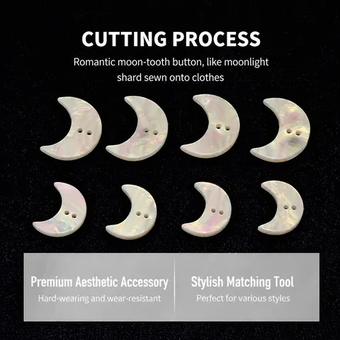 Moon Pearlescent Resin Buttons Crescent Shape Decorative Buttons For Shirt Cardigan Sweater Coat Children Clothing DIY Sewing