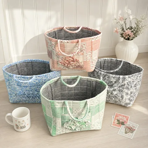 Panier à Linge en Tissu Floral Pastoral Bac de Rangement Pliable en Polyester pour Vêtements Sous-vêtements Jouets Maison