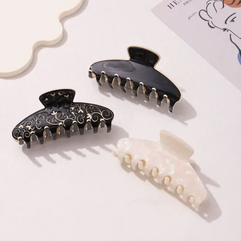 Franse Elegante Grote Cellulose Acetaat Haar Klauw Clip Geometrische Holle Haarklem