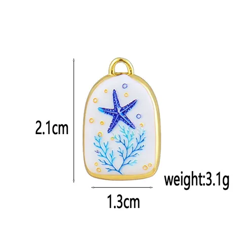 Pendentif en Métal Émaillé de la Série Océan Peint à la Main Rétro en Alliage de Cuivre Accessoires de Bijoux DIY pour Collier Bracelet