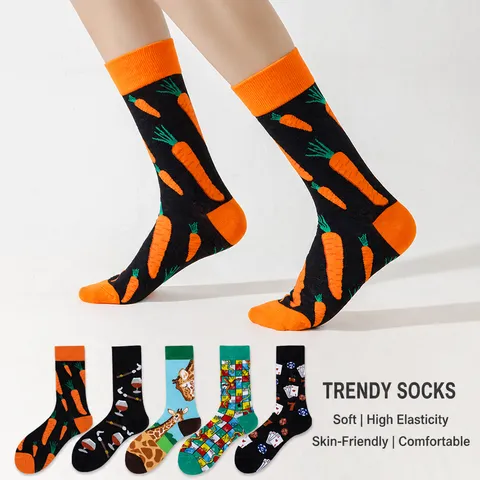 Unisex Casual Baumwolle Mittelhoch Socken Lustiges Muster Gedruckt Atmungsaktiv Schweißabsorbierend Modisch Tägliche Crew Socken
