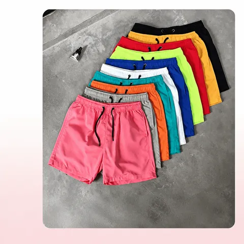 Pantaloncini da Mare Casual da Uomo Asciugatura Rapida Costume Leggero Tinta Unita Coulisse Estate
