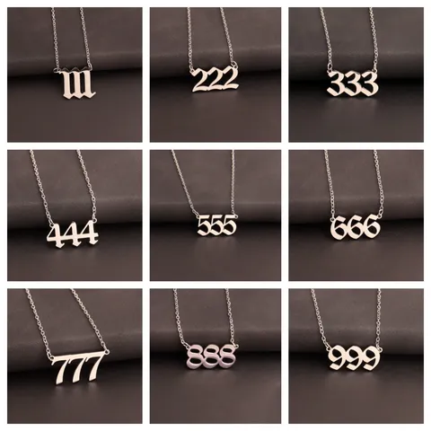 Stainless Steel Lucky Number Pendant Necklace Minimalist Gothic Font Choker Necklace Jewelry Gift For Women