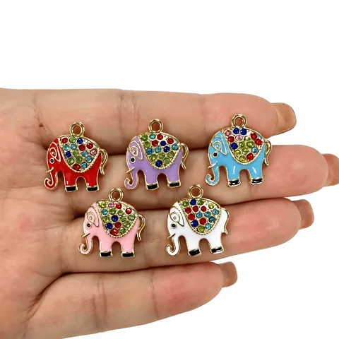 Simpatico Elefante Smalto Strass Lega Ciondolo Fai da Te Ciondolo Per Collana Braccialetto Creazione di Gioielli Di Moda
