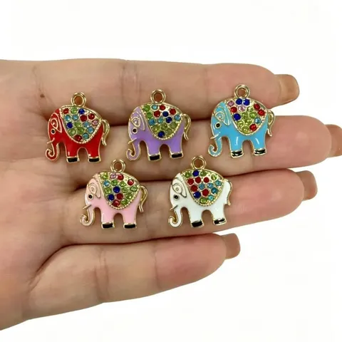 Simpatico Elefante Smalto Strass Lega Ciondolo Fai da Te Ciondolo Per Collana Braccialetto Creazione di Gioielli Di Moda