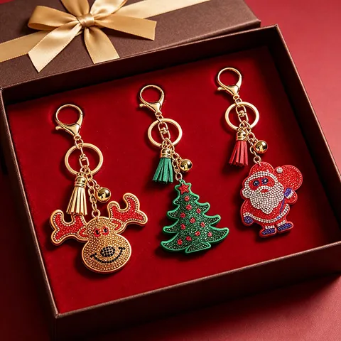 Kerst Strass Sleutelhanger Vakantie Cadeau Tas Hanger Kerstman Boom Rendier Sneeuwman Bedel Sleutelhanger Sieraden