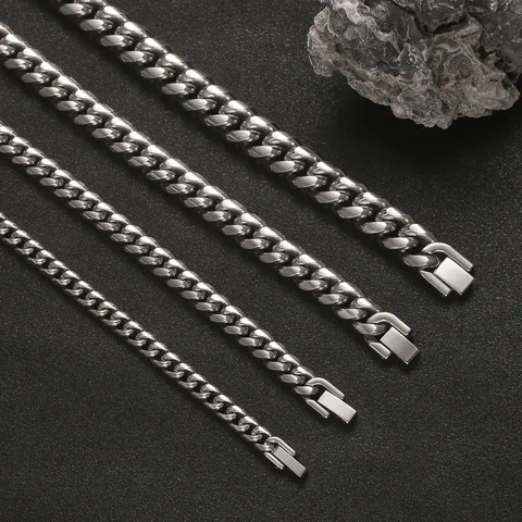 Minimalist Stainless Steel Cuban Chain Bracelet For Men Women Trendy Geometric Polished Metal Link Bracelets Fashion Jewelry
