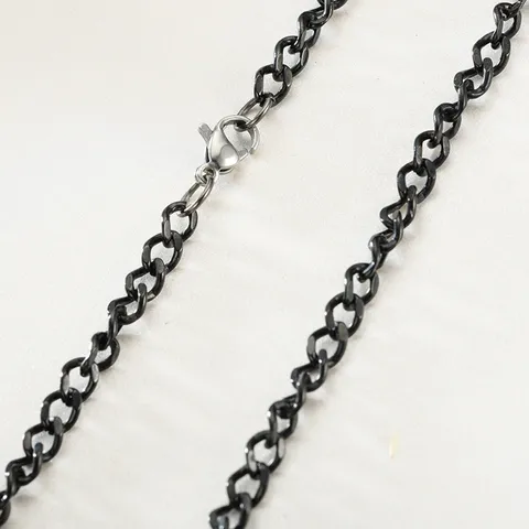 Hip Hop Stainless Steel Cuban Chain Necklace For Men Women Gold Silver Black Plated Statement Fashion Jewelry