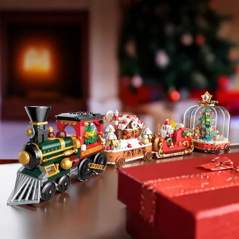 Jaki Christmas Tree Building Blocks Gingerbread House Music Box Festive Party Decor Educational Assembly Toy
