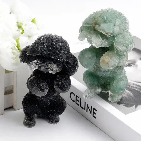 Ghiaia di Cristallo Resina Epossidica Statuetta Cane Teddy Simpatica Statua Animale Casa Scrivania Ufficio