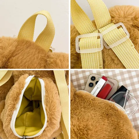 Süßer Plüsch Welpe Rucksack für Kinder Cartoon Tier Schultasche Weiches Stofftier Lässiger Tagesrucksack