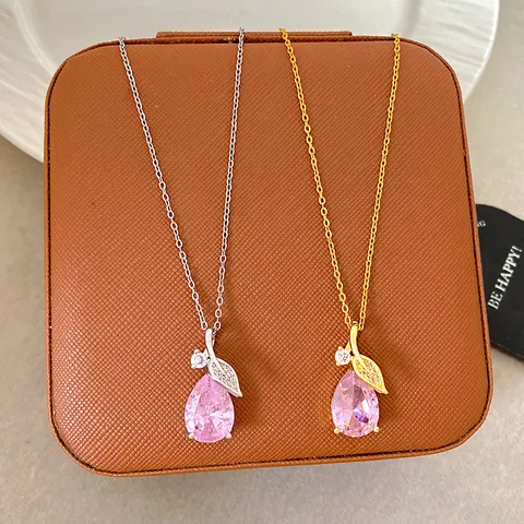 Tulip Pendant Necklace Light Luxury Micro-Inlaid Zirconia Copper Gold Silver Plated Clavicle Chain Jewelry For Women