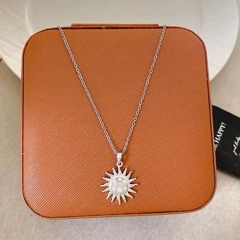Luxury Gold Plated Copper Sun Flower Pendant Necklace For Women Micro Inlaid Zirconia Fashion Jewelry Versatile Personalized Gift