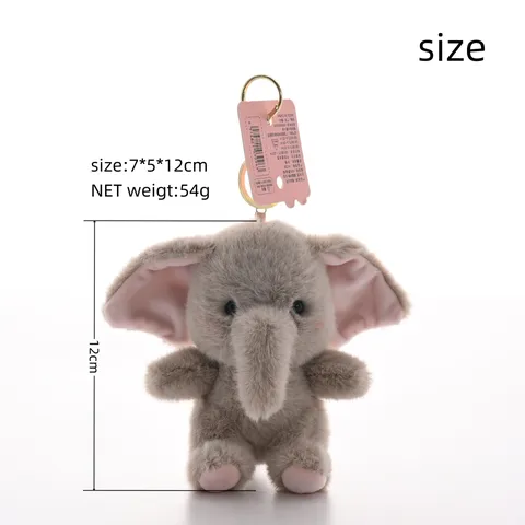 Mignon Dessin Animé Éléphant Peluche Jouet Porte-Clés Doux Animal en Peluche Poupée Pendentif Cartable