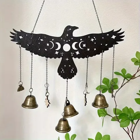 Halloween Houten Vleermuis Draak Windgong Gotisch Maan Ster Hol Hangend Ornament Huisdecoratie