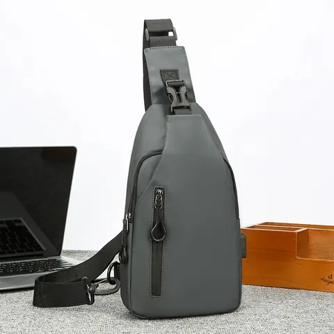 Herren Wasserdichte Lässige Brust Sling Tasche Mit USB Ladeanschluss Outdoor Reise Umhängetasche
