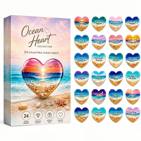 Oceaan Hart Kerstboom Decoratie Acryl Hanger Adventskalender Verrassingsdoos Vakantie Geschenk Huis Decor