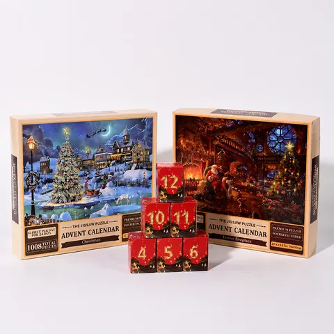 Christmas Advent Calendar Jigsaw Puzzle Countdown Daily Mystery Box Holiday Gift Educational Paper Toy